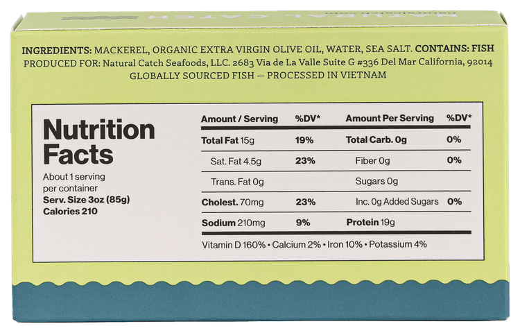 Mackerel EVOO back packaging transparent cutout