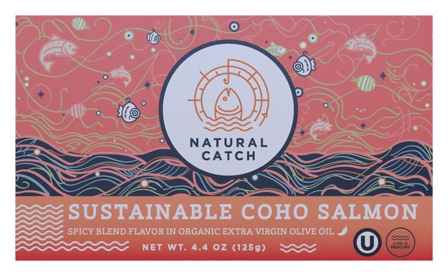 Natural Catch Coho Salmon in Spicy Blend front packaging transparent cutout
