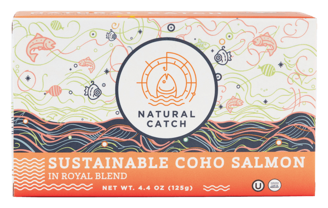 Natural Catch Coho Salmon in Royal Blend front packaging transparent cutout