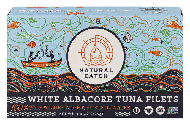 Natural Catch White Albacore Tuna in Water front packaging transparent cutout
